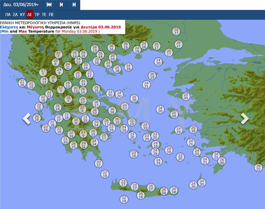 weather greece temperature